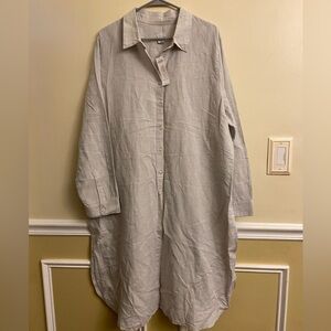 Chico’s linen maxi shirt dress with Sid slits 44”